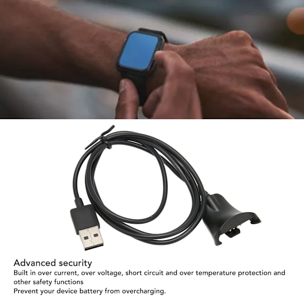 TomTom Watch USB-ladekabel - Erstatningslader for TomTom Runner2 for TomTom Adventurer - 3,3 fot - Svart