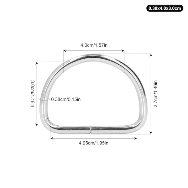 20 kpl D-renkaita Helppo koota Sähköpinnoitettu pinta Tukeva Kestävä Haalistumaton Metalli D-renkaat 3.8x40x30mm