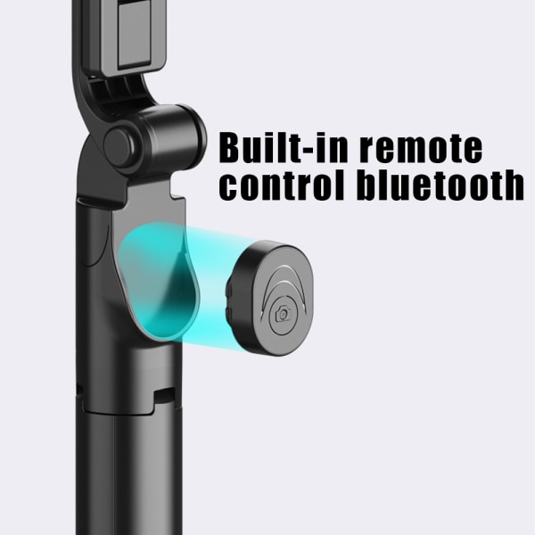 Selfie Stick-stativ med fjernbetjening og LED-lys, kan forlænges