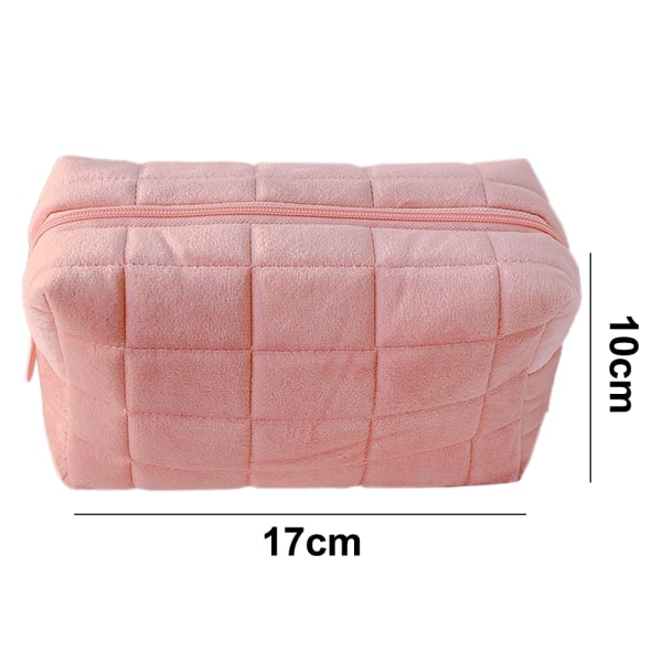 Plysch sminkväska kosmetisk väska för kvinnor, blixtlås stor solid