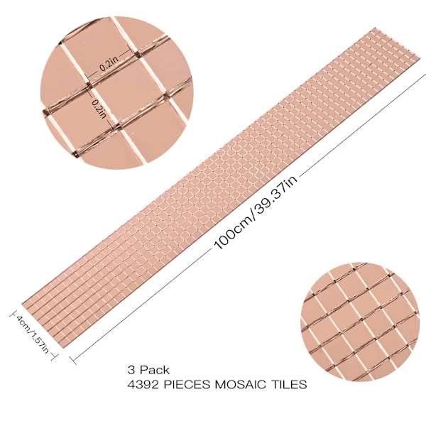 5 x 5 mm mini spegelmosaikplattor, självhäftande spegelplattor