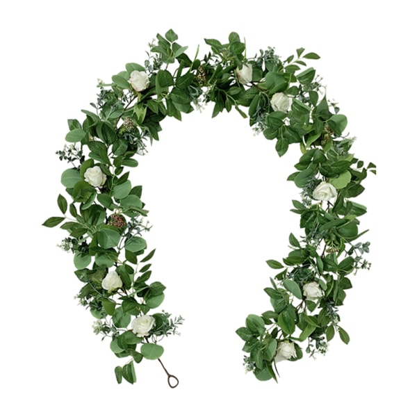 Konstgjorda gröna blad krans-bröllop arch bakgrund krans white