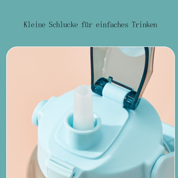 2 litran urheiluvälinevesipullo aikamerkinnällä, ulkoiluun