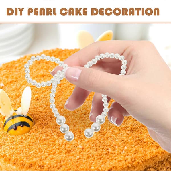Perlesløyfe-pynt imiterte perler kakepynt for 10 stk DIY-kake