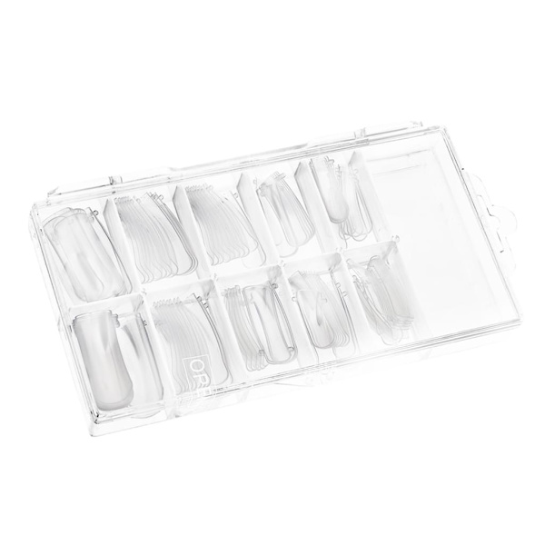 Falska naglar, nagelkonstspetsar, hel yta, transparenta, 10 storlekar, 100 stycken