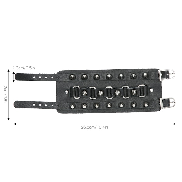 Justerbar Punk Armbånd Faux Lær Spikes Armring Studded Unisex Metall Nagler Armbånd