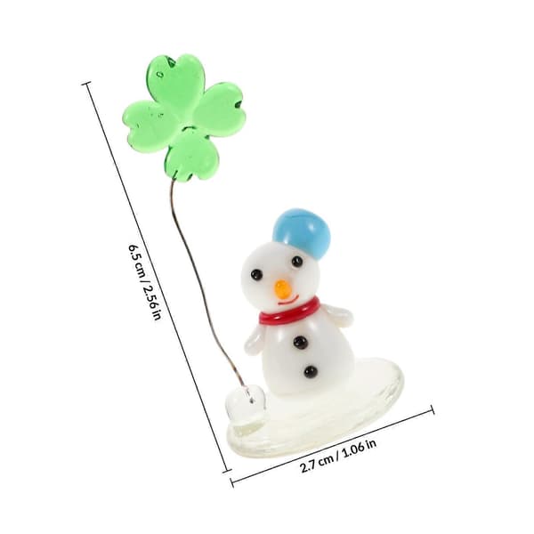 Mini snømann-figur i glass til julepynt på skrivebordet