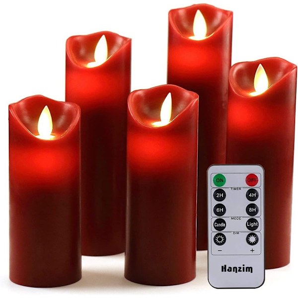 Romantisk Atmosfär Flamlösa Ljus, Batteridrivna Dekorativa Röda Frostade Plastskal Förhindrar Smältning, Flimrande Rörlig Veke Elektrisk LED