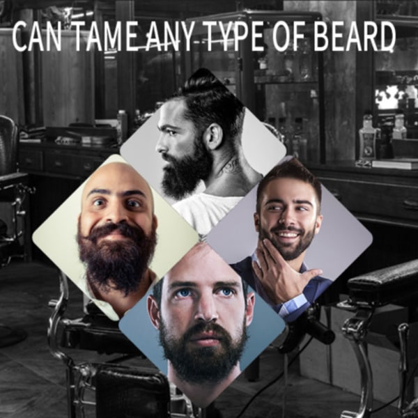Premium skjeggpleiesett for menn, Inkluderer profesjonell, gjennomsiktig barberhøvel gjennomsiktig skjeggstylingmal, antistatisk skjeggkam,