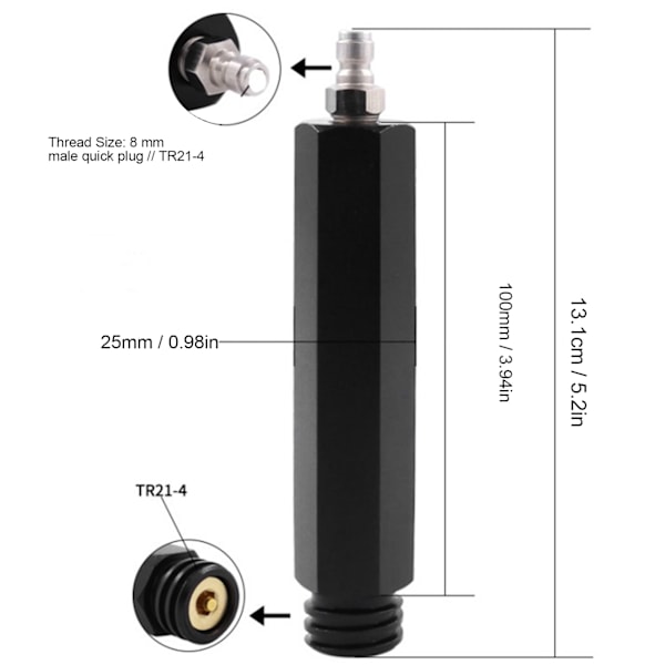 CO2-cylinderpåfyllningsadapter 8 mm hane snabbkontakt till hane gänga TR21-4 för Soda Club