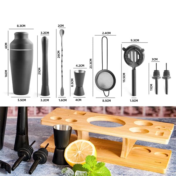 Bartender Kit Presentval, Cocktail Shaker Set Finmaskig Sil Professionell Kvalitet, Läcksäker Design Rostfritt Stål Material, Mångsidig Bar