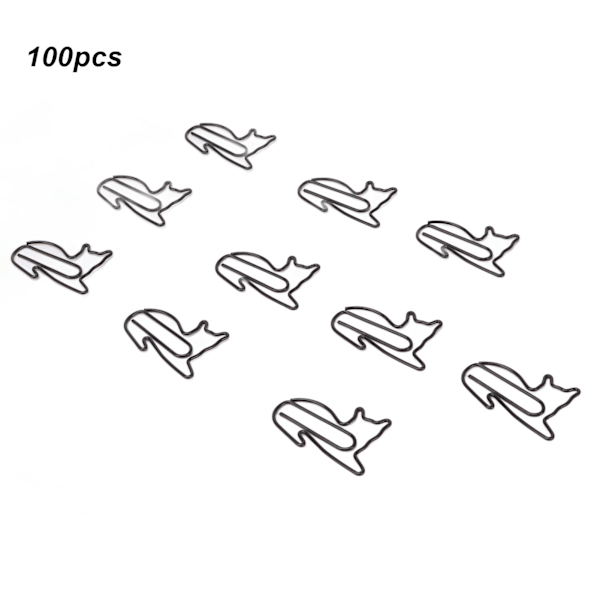 100 st kattformade pappersklämmor ökad halkskydd rostfria metallklämmor för kontor skola