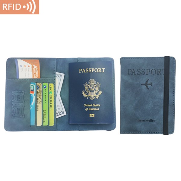 Passportskydd i PU-läder, multifunktionellt, dokumentfodral, passfodral