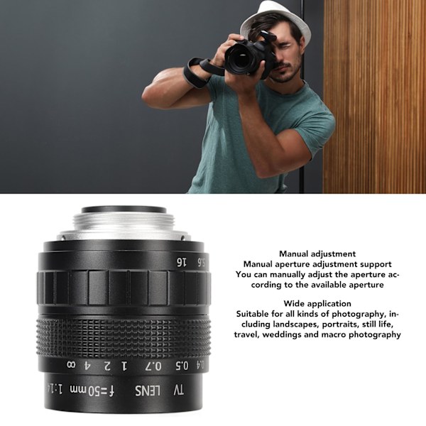 50 mm manuell fokus prime-objektiv F1.4 C 2/3 tum stor bländare fast fokusobjektiv för industriella videomikroskopkameror