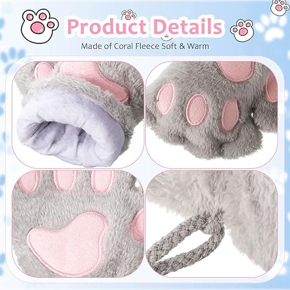 3 Par Furry Plush Katteklo-Handsker
