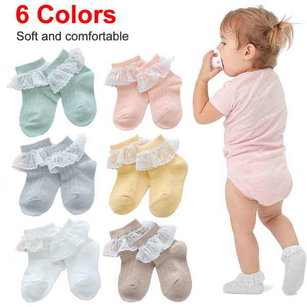 6 paria baby sukat vastasyntyneen röyhelöpitsisukat Princess