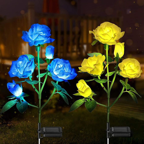Realistisk solcellsblomma, vattentät LED-markspik för dekorativ landskapsbelysning & enkel installation