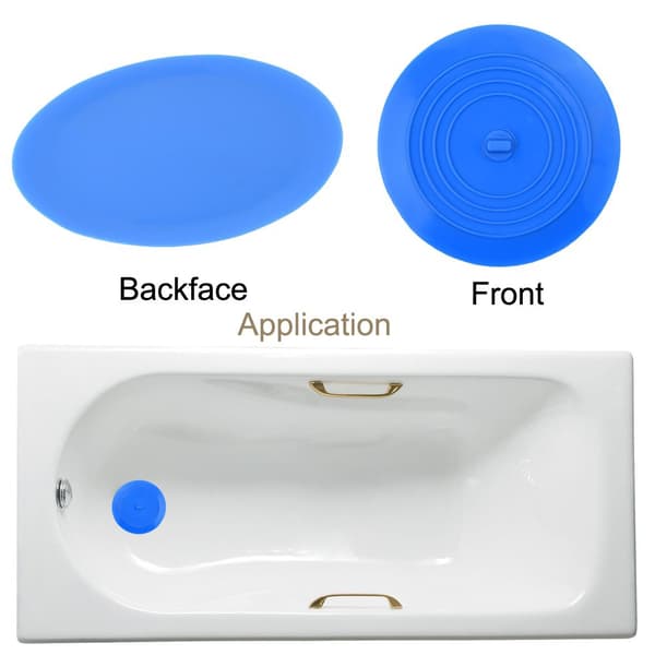Diskhoppropp 2-pack, 15 cm silikonavloppsskydd, hårpropp universal passform för badkar, badrum och tvättstuga, vit&blå - förseglad