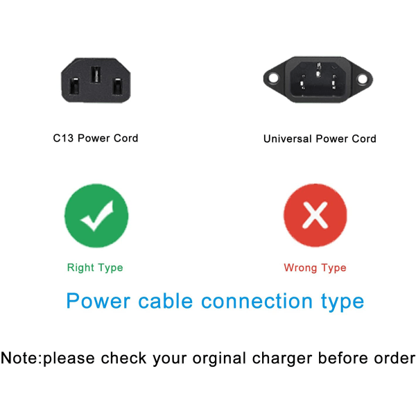 Power Power Eurokontaktkabel 3-stifts IEC-kabel för PC,