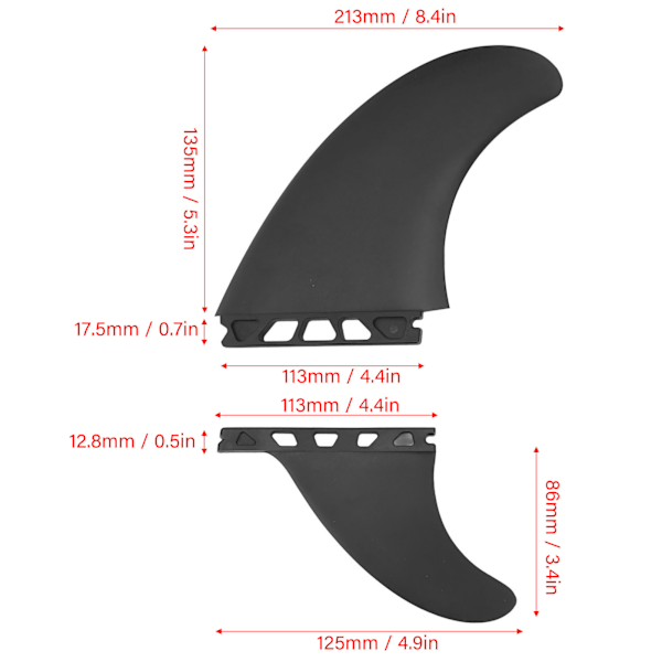 3PCS Surf Fin Set Fleksibel Stabil Lett Holdbar PVC Surfebrett Finne for Oppblåsbare Surfebrett Longboard