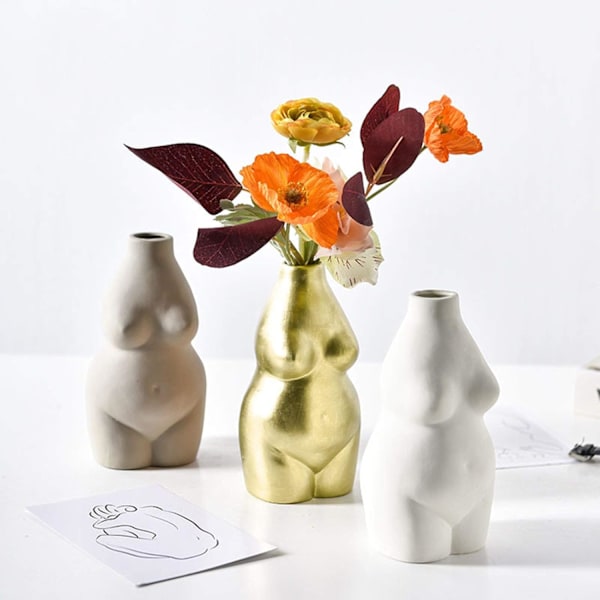 Kvinnelig kropp vase kunstdesign, keramisk blomsterpotte statue, for dekorasjon