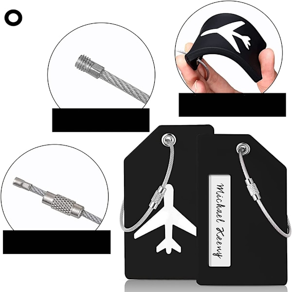 Bagageetiketter i silikon, unik design med integritetsskydd för snabb identifiering av bagage, moderiktig dekor för reseentusiaster (4-pack)