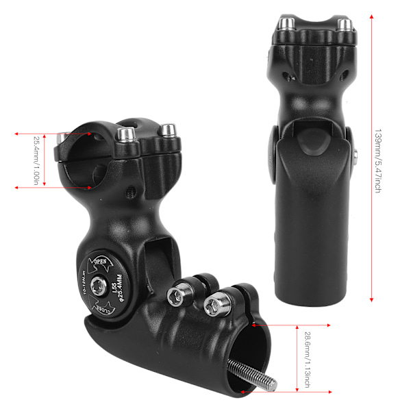 Black High Quality 6061 T6 Aluminium Alloy Adjustable Angle Mountain Bike Stem Modified Bicycle Extender Accessory25.4x55