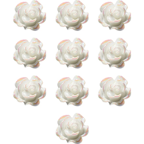 Nail Art 3D Resin White Rose Flower Design Aurora Petal Nail