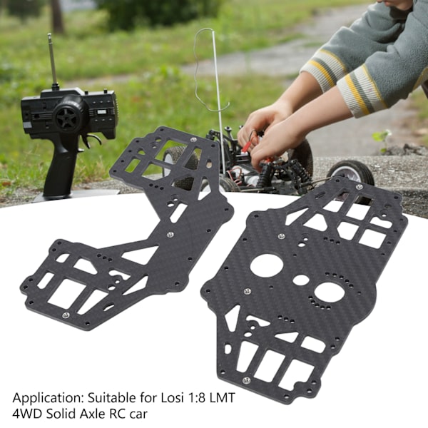 2 st chassi sidoplattor set vänster höger kolfiber svart för Losi LMT 1:8 4WD solid axel RC bil