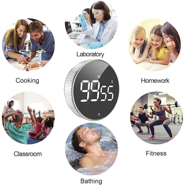 Digital kökstimer, stor LCD-display med minnesfunktion och roterande timer för enkel användning, perfekt för matlagning, seniorer och barn
