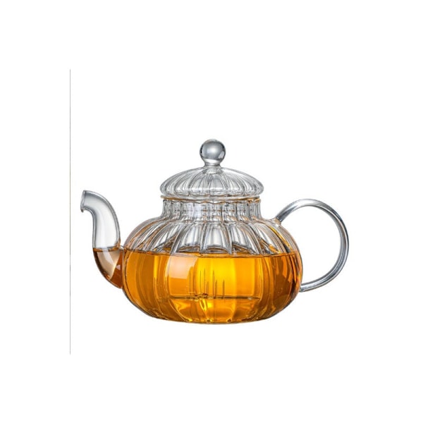 Elegant Design Te-kännare, Klar Glasdesign Dubbelväggiga Glasmuggar Pumpaformad Glas Tekanna För Lösa Teer Och Tepåsar, 600Ml Hög
