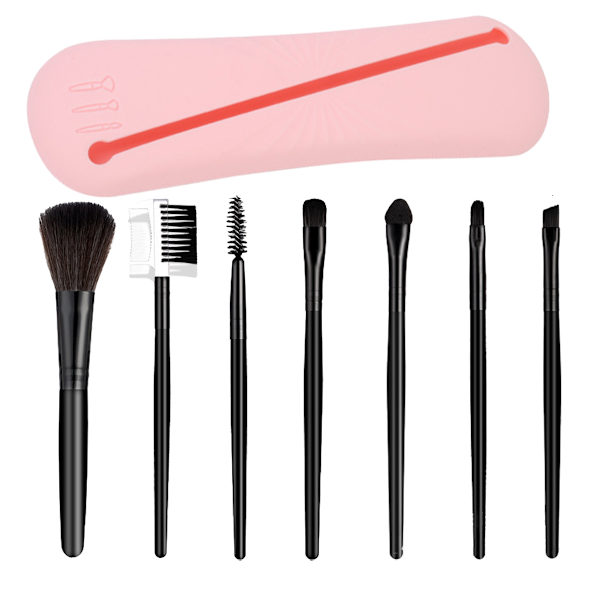 Silikon Makeup Borsthållare Set, Makeup Borste Väska, för Resor