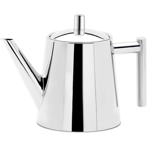 Cylinderfiltrerad tebryggare, elegant design med bekvämt grepp, tekanna i rostfritt stål för löst te, värmebevarande, spegelpolerad 1.304