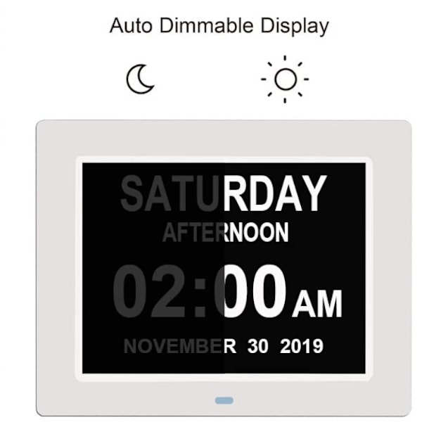 Digital Kalender Väckarklocka för Seniorer, Stor Skärm med Lättläst Tid och Datum, Stödjer Flera Språk för Äldre Synskadade