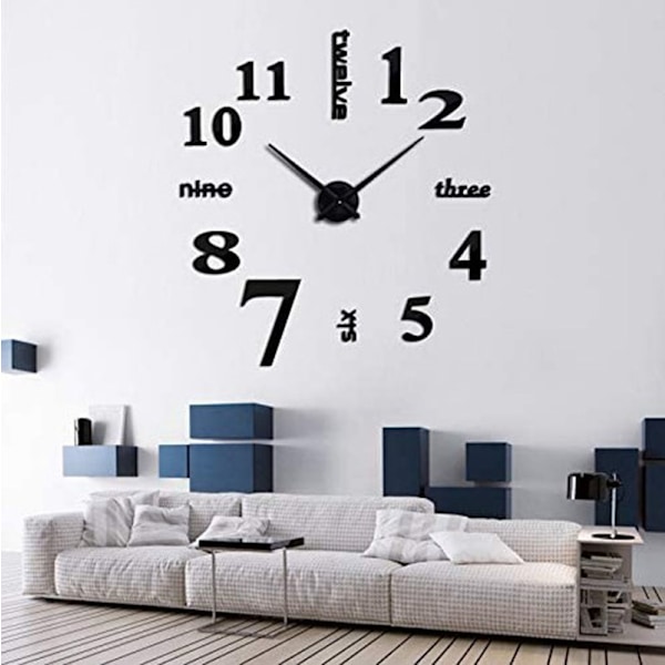 Dekorativ Klocka, 3D DIY Väggklocka Med Spegelyta För Hemmakontorsinredning, Modern Design Ramlös DIY Väggklocka, Tyst Väggklocka Med Eco