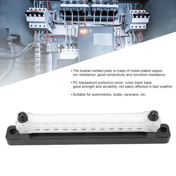 12 Terminal Bus Bar 150A BusBar Block med Transparent Deksel for Bil Båt Marine Caravan RV