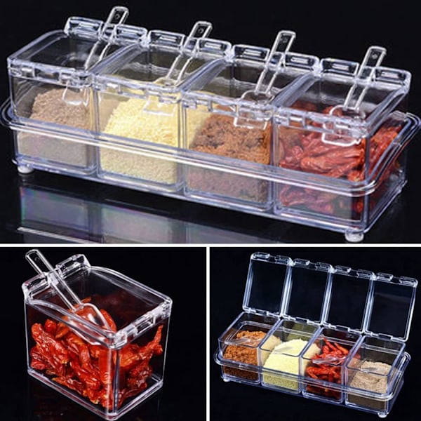 Klar Kryddförvaringsset, Akryl Kryddboxset För Elegant Köksorganisation, Transparent Design För Enkel Identifiering Av Kryddor