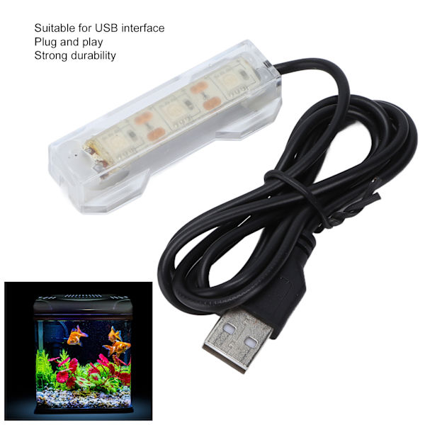 Akvarie Lys USB Opladning Plast Fiskeskål LED Lys til Vandplanter LandskabBlå