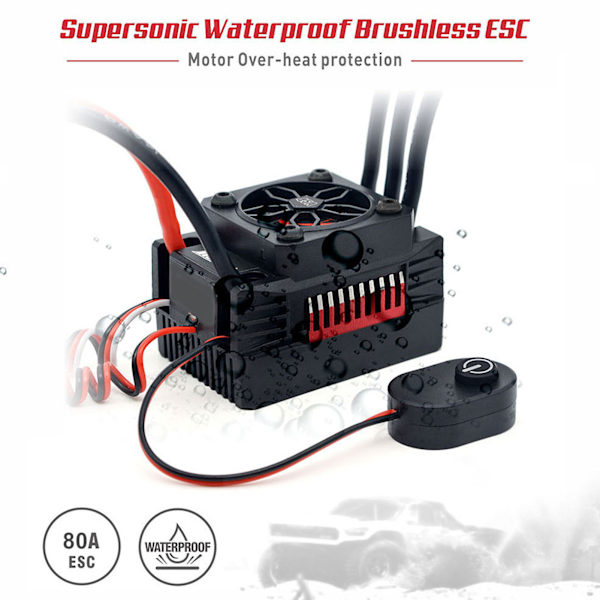 V2 80A Børsteløs ESC Vandafvisende Hastighedsregulator med XT60 til T-stik til 1/10 RC-model