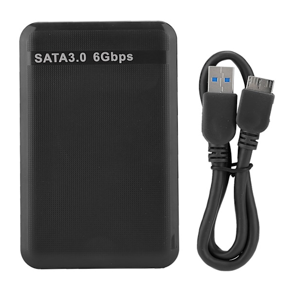 2,5-tums USB3.0 SATA3.0 höghastighets 6 Gbps mobilt hårddiskhölje stöder 6 TB UASP-acceleration (svart)