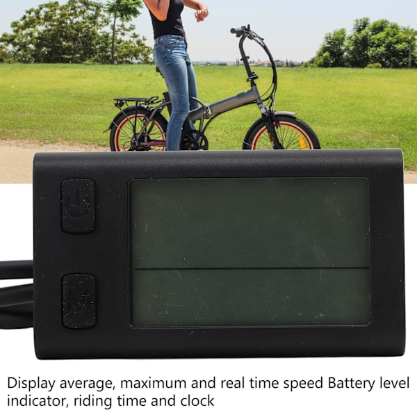 Elektrisk sykkel LCD-skjerm, sykkelcomputer, speedometer, kilometerteller, 24V 36V 48V