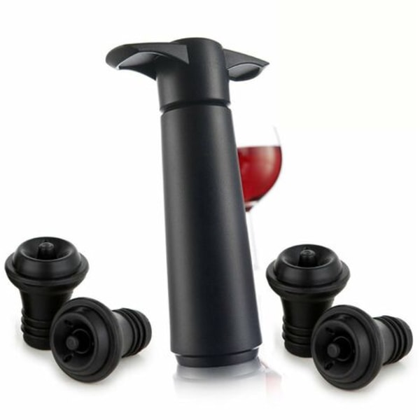 Wine pump with 4 vacuum stoppers, wine bottle stopper holds