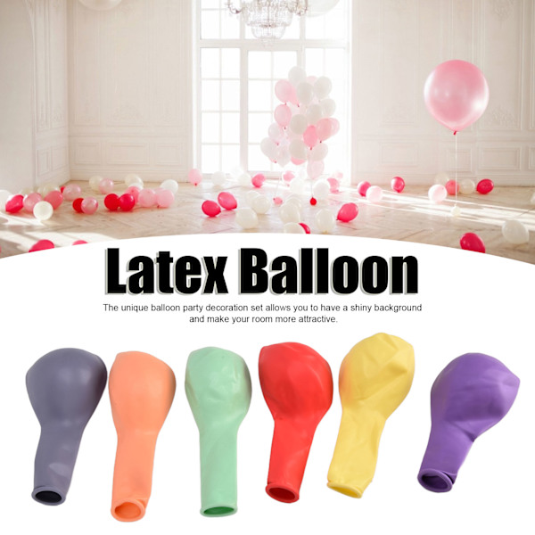 100 st Macaronballonger, tjocka, explosionssäkra, latexballonger i blandade färger för födelsedagsfest och bröllopsdekoration