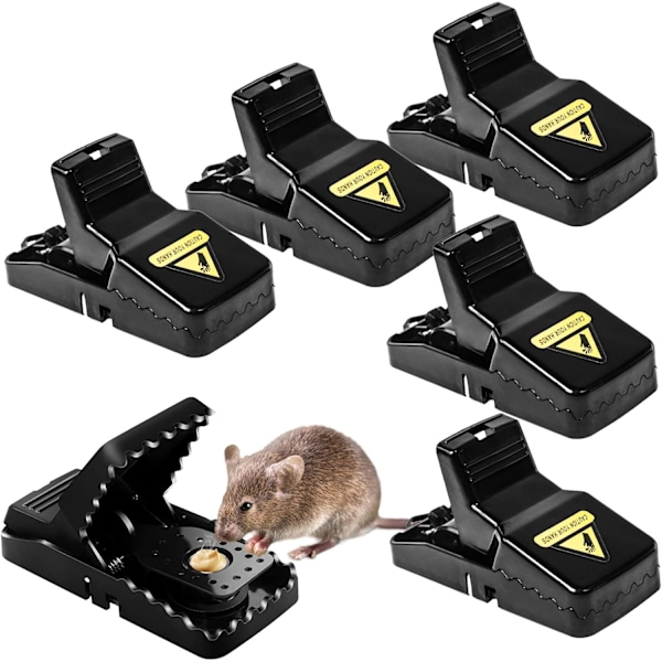 Slagfällor för möss, snabbdödande human design, känslig utlösare, återanvändbara för inomhus och utomhusbruk, inget gift, inget lim, lätta att rengöra, 6-pack