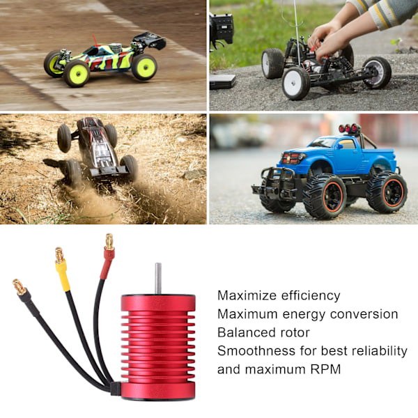 F540 Børsteløs Motor Vandtæt 3300KV 4 Pole 12 Slot Høj Torsionsaksel Motor til 1/10RC Bil