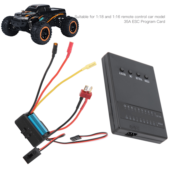 35A børsteløs ESC elektrisk hastighedsregulator programkort passer til 1/18 1/16 RC bilmodel (blå)