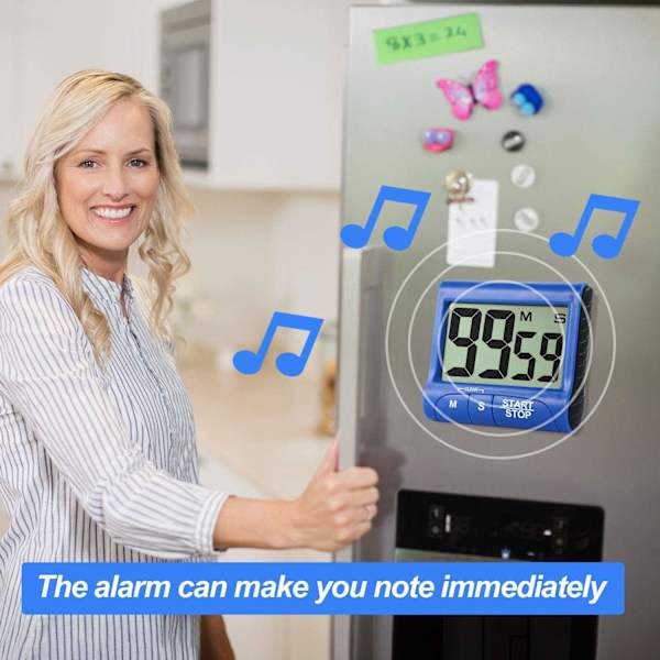 Magnetiska digitala timers för läxor, högljudd tyst omkopplare stor LCD-skärm digital timer, infällbart stöd för flera installationssätt