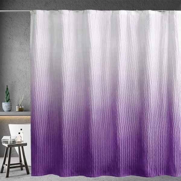 Gradvis enfärgad veckad duschdraperi polyester kostym printi purple 180*180cm