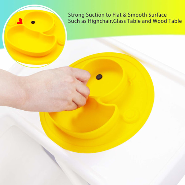 Silikon Delade Tallrikar för Småbarn för Rolig Matning, Söt Design för Bebisar, Halkfria Sugkoppstallrikar Fäster Säkert på Alla Släta Ytor, BPA-fri Babymiddag