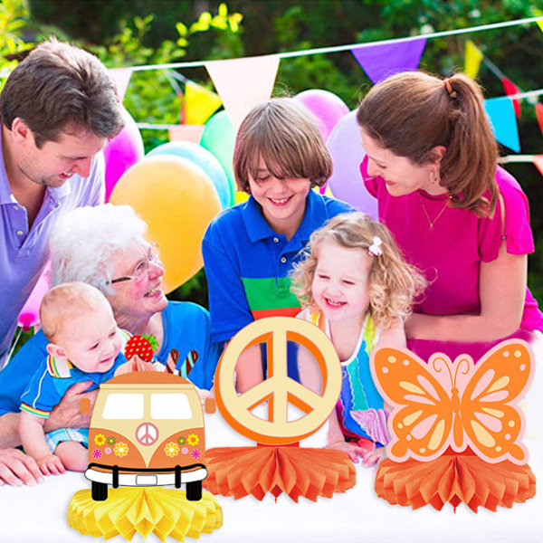 Boho Partydekorationer: Honeycomb-dekorationer för Retro Hippie-evenemang, Premiummaterial, Enkel Montering, för Födelsedagsfester, Bröllop och Baby